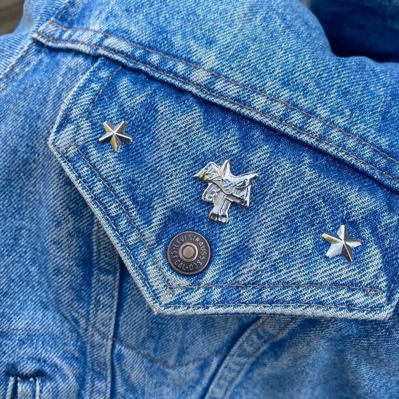 Vintage 1971 Orange Tab Levis Sherpa Denim Jacket Size 44 Large Blue - Picture 13 of 16